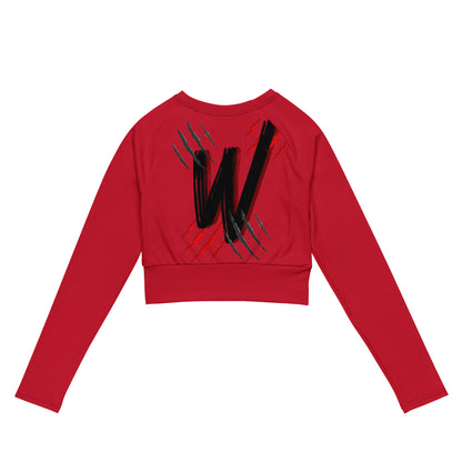 Red long-sleeve crop top black and red "W"